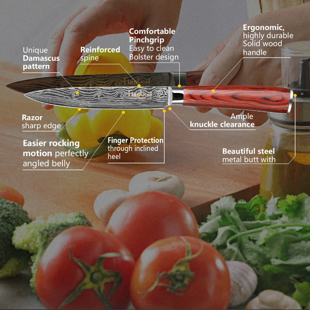 5 Inch Utility Knife 7cr17mov Japanese Stainless Steel Kitchen inch Knives Color Wood Handle Tools | Дом и сад