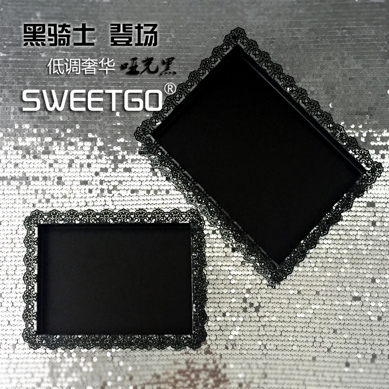 Black cake tray metal iron rectangle plate for party cupcake baking tool display candy bar decoration bakeware | Дом и сад