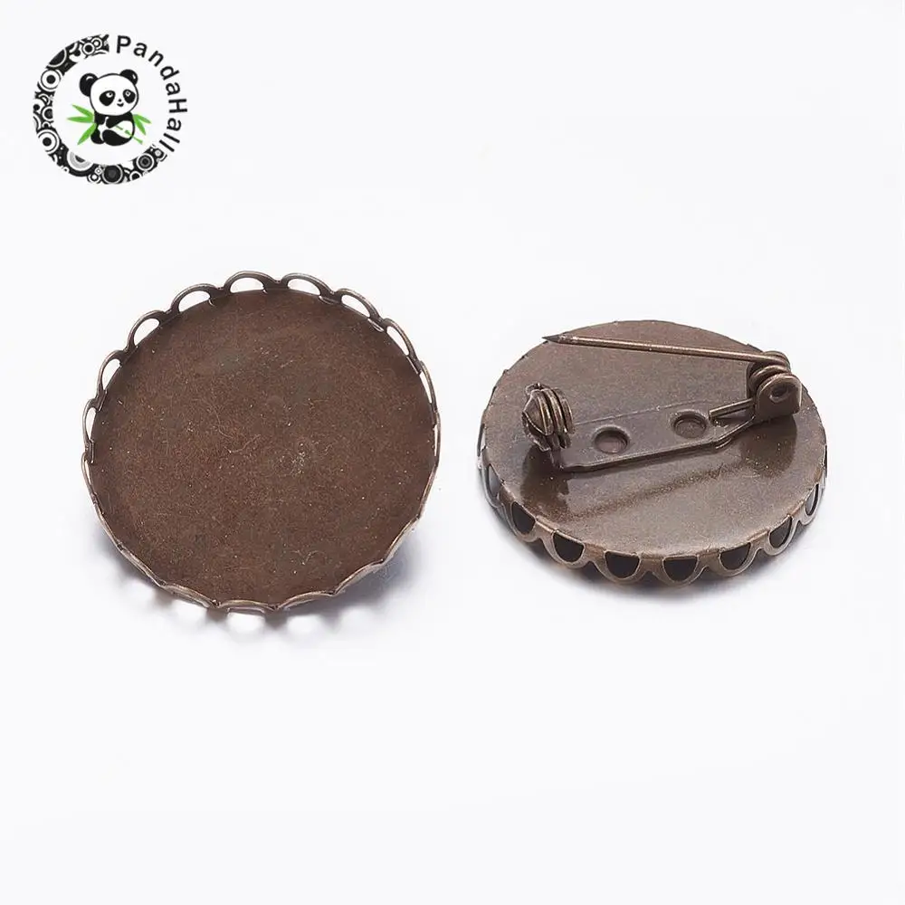 

Flat Round Brass Cabochonss Brooch Findings,Antique Bronze Accessories, about 26mm in diameter, 9mm thick,Tray: 25mm, Pin: 0.7mm