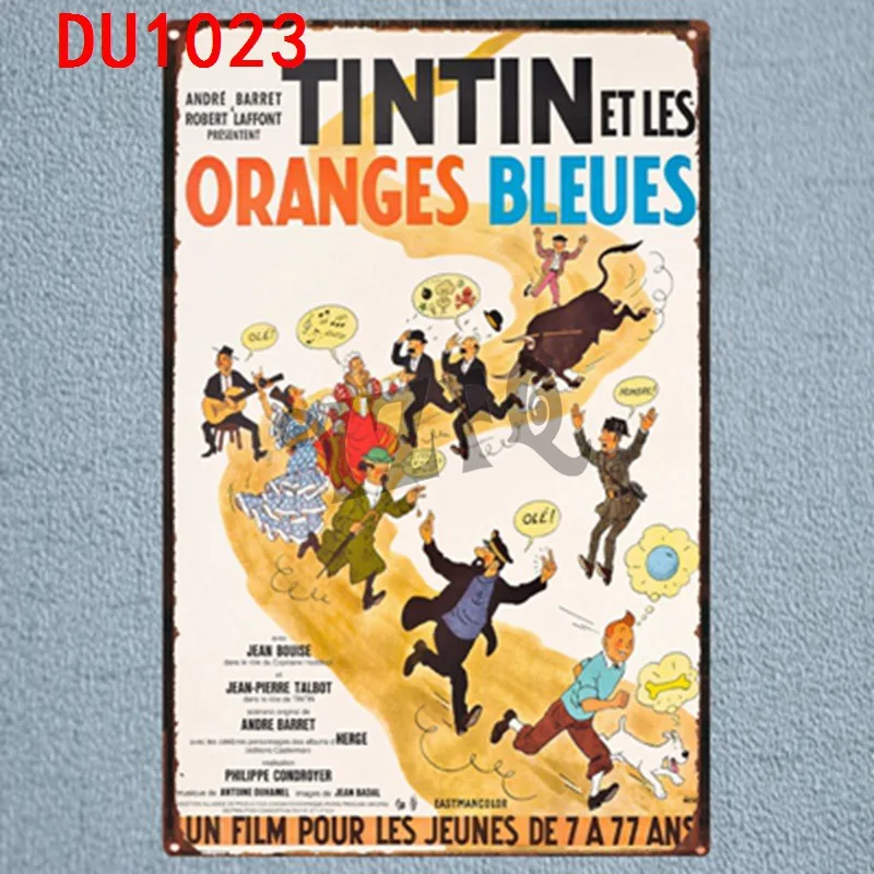 Tintin мультфильм оловянные знаки металлическая пластина настенный паб детская комната Домашний декор вечерние Винтаж Железный плакат Куадрос DU-1041 - Цвет: DU1023