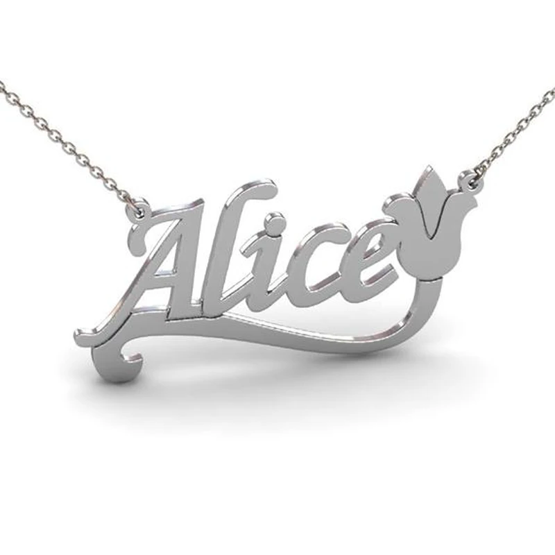 

Ufine Personalized name or words gift for girl fashion Tulip flower shape Necklace cooper high quality pendant necklace N2152