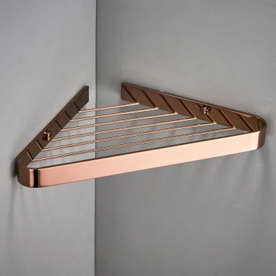 rose gold Corner Shelf Brass Bathroom Shower Rack Black Oil Bath Shower Shelf Bath Shower Caddy Rack Holder Wall Mounted Bathroom shelf - Цвет: rose gold