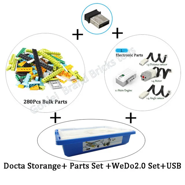 Bricks Motor USB Box WeDo 3,0 Technic Robotics Строительный набор совместим с Wedo 2,0 обучающие и Dacta Seires строительные блоки игрушки - Цвет: Bricks Motor USB Box
