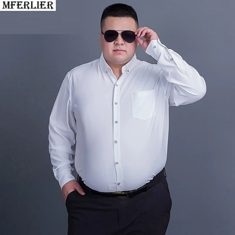 Зимняя мужская формальная рубашка с длинным рукавом 7XL 8XL 9XL 10XL большой размер 11XL