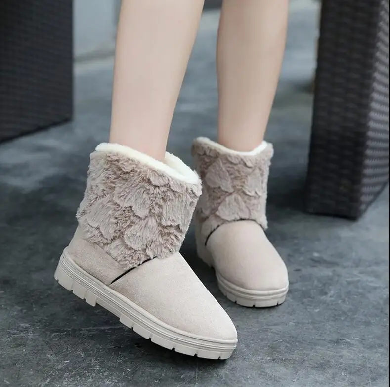 Женщины Сапоги Снега Теплые Зимние Botas Зашнуровать Mujer Мех Ботильоны Женские