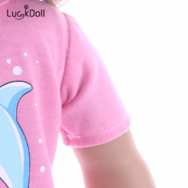 LUCKDOLL повседневные Короткие рукава+ шорты подходят 18 дюймов Американский 43 см Детские аксессуары для кукол, игрушки для девочек, поколение, подарок на день рождения