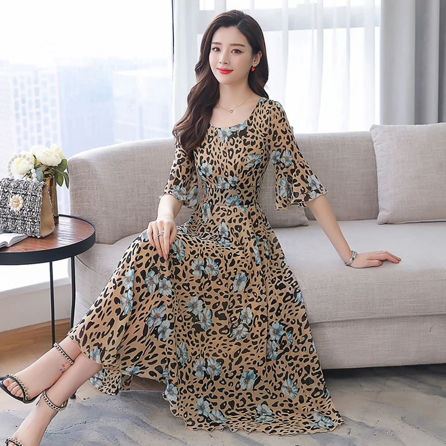 2019 Винтаж 3XL плюс размер Boho длинное платье макси летнее шифоновое пляжное миди с