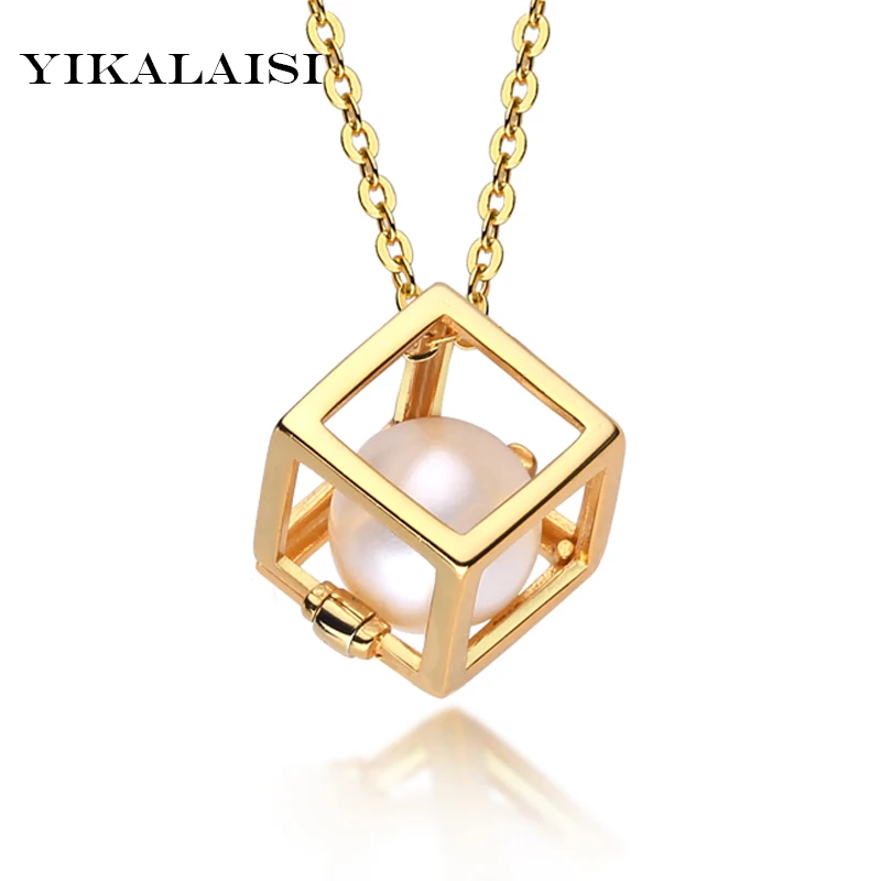 

YIKALAISI 2017 Natural Freshwater Pearl Magic Square Choker Necklace Pendant Pearl Jewelry 925 Sterling Silver Jewelry for women