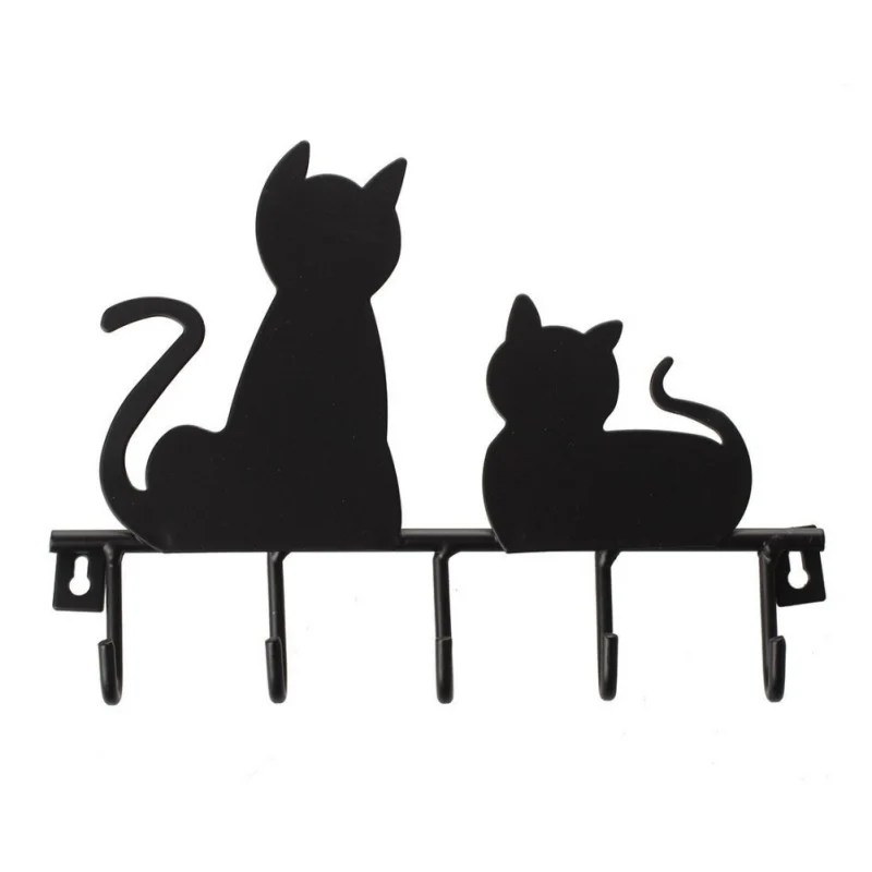 Мультфильм Черный кот Вешалка Держатель Металлический Ключ стойки вешалки для дома 5 Настенный декор декоративные настенные крючки железное пальто