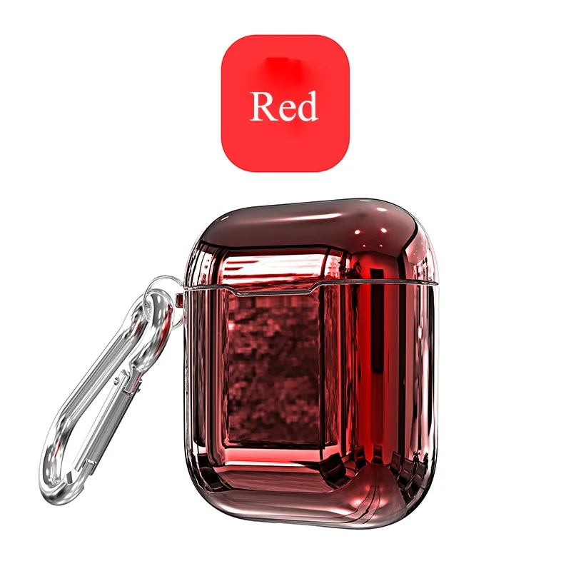Red Покрытие TPU наушники чехол для Airpods всего тела и гальваническим покрытием, яркие мягкие наушники чехол для Airpods с защитой от повреждений и кольцом-держатель с защитой от потери - Цвет: Red