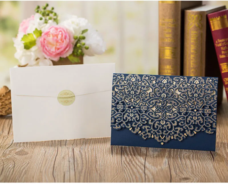 1 шт. свадебные конверты синего и красного цвета с цветочным принтом лазерной
