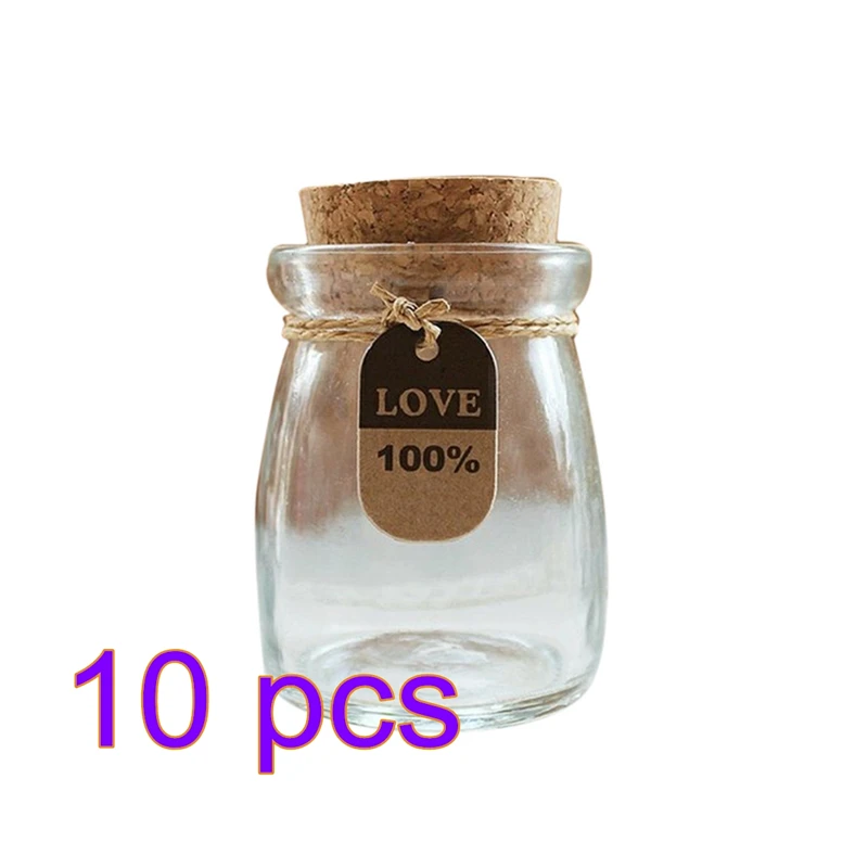10pcs 5 шт/10 шт 100 мл прозрачная стеклянная бутылка с деревянной пробкой, бутылка для самостоятельного украшения, стеклянные прозрачные бутылки - Цвет: 10pcs