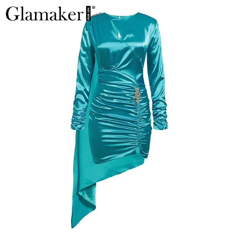 Женское платье с длинным рукавом Glamaker облегающее сатиновое | Женская одежда