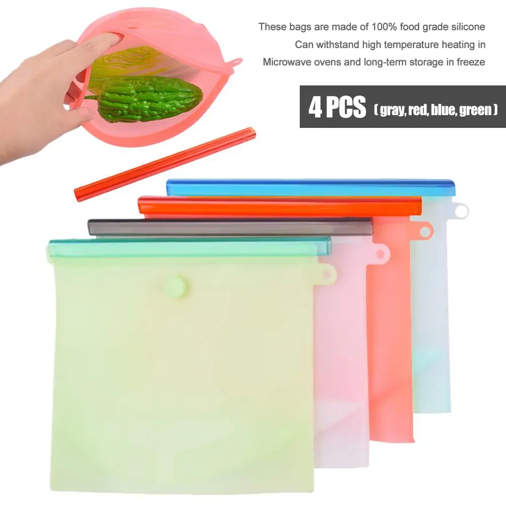 4 шт. кухонный силиконовый мешок для хранения с указателем даты 1000 мл домашние