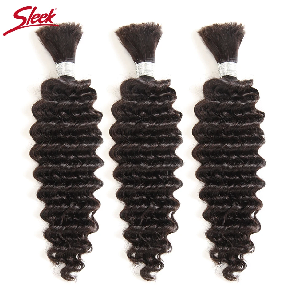 Sleek Pre-Colored Brazilian Deep Wave Human Hair Braiding Bulk No Weft 10 To 30 Inch Remy Bulk Human Hair Free Shipping