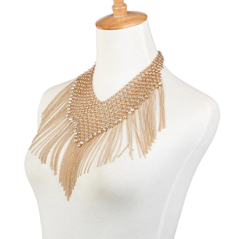 Женское богемное колье-чокер с длинной кисточкой сексуальное многослойное