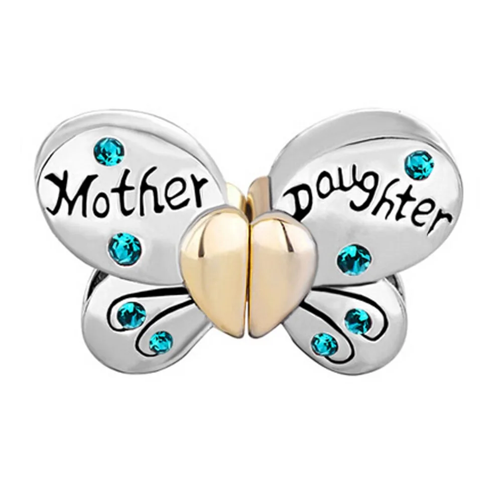 Бесплатная доставка шармы для мамы и дочки разделяемые бабочки цвет синий