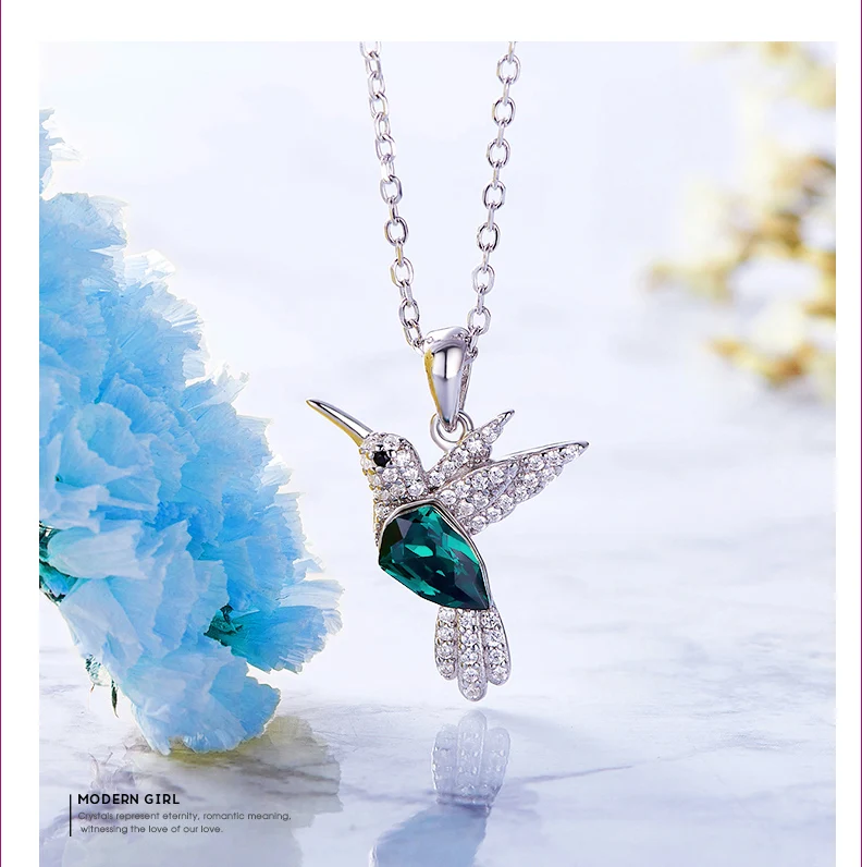CDE 925 пробы Серебряное ожерелье для женщин украшенное кристаллами Swarovski птица ожерелье-подвеска животное ювелирные изделия воротники
