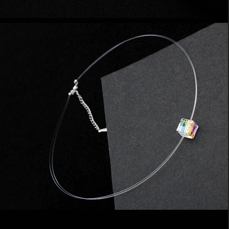 Новинка ожерелья-Чокеры на тонкой прозрачной цепочке без аллергии украшенные