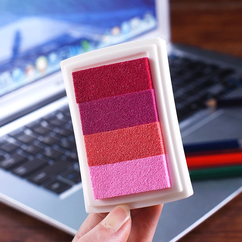 Четырехцветная палитра чернил для скрапбукинга, яркая подушечка чернил для штампов, уплотнение, декорирование, шаблон отпечатка пальца, изготовление открыток и ремесла своими руками.