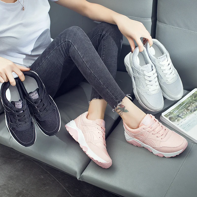 Весенние новые дизайнерские розовые кроссовки на платформе Женская обувь
