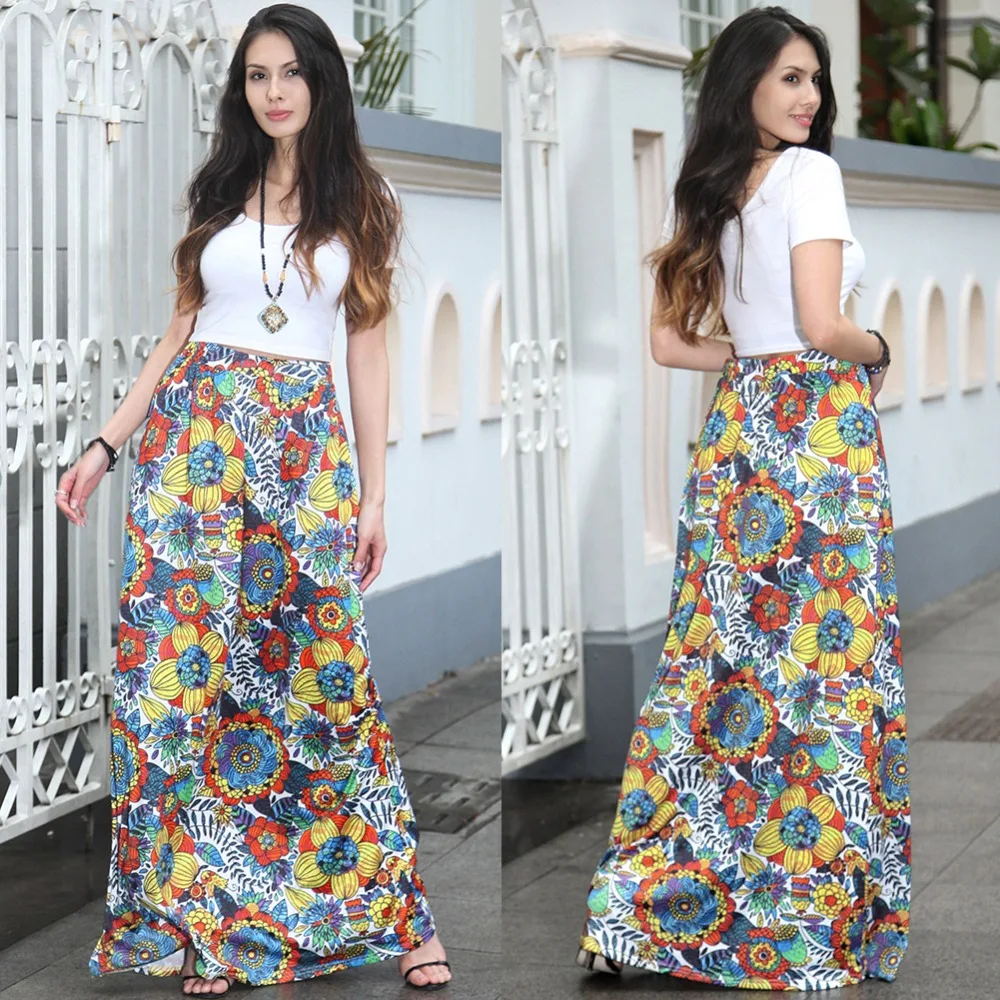 Юбки Длинные 2017 Шелк Дамы Новый Летний Повседневная Горячая европа И Америка