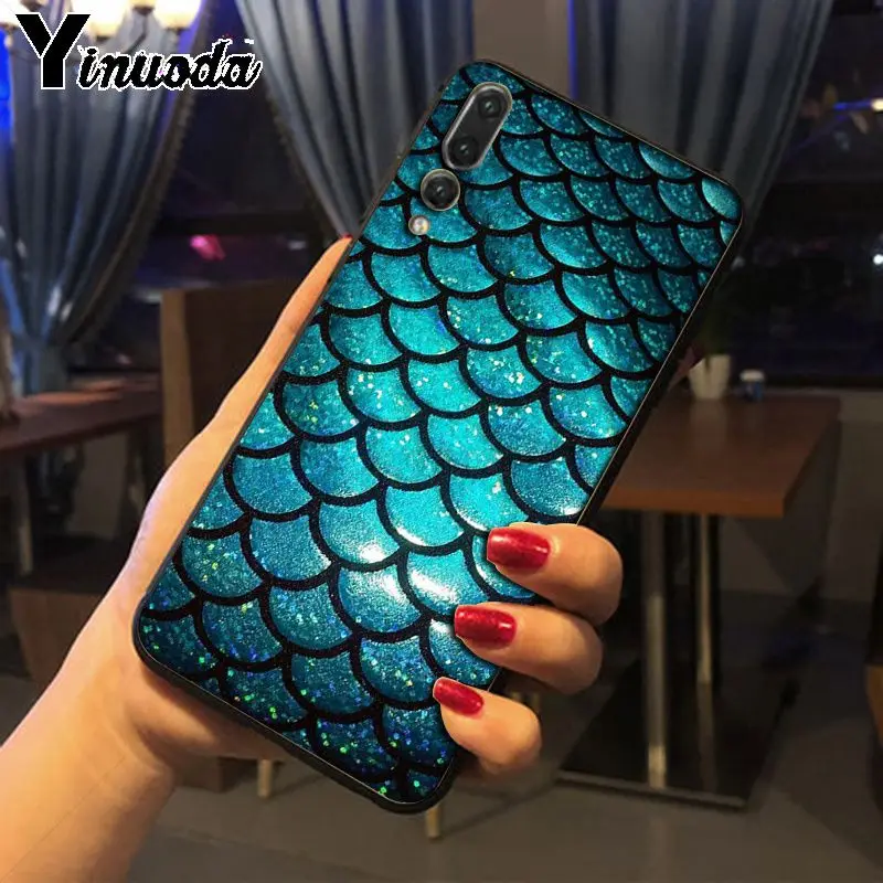 Yinuoda Розовый Фиолетовый Блестящий чехол для телефона с русалочкой Huawei P20pro mate10lite p9