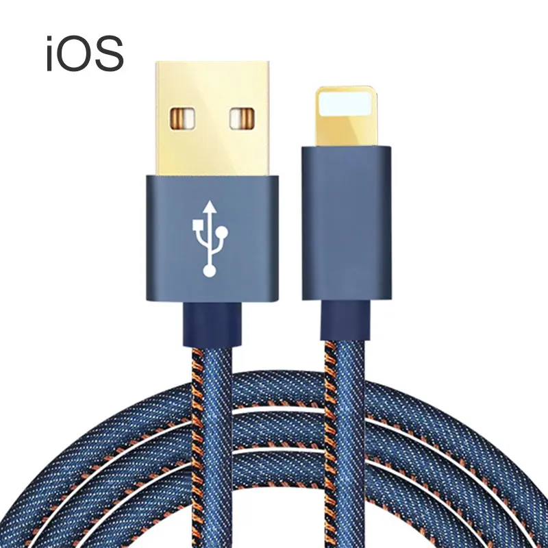 iOS Micro iOS type-c USB кабель 2A Быстрая зарядка ковбой кабель для передачи данных для умный телефон, планшет на OC Android мобильный телефон usb зарядный шнур - Цвет: iOS