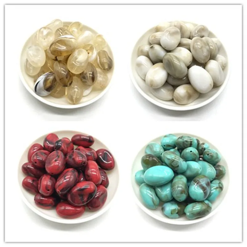 

Hot 5pcs 16*2.4mm imitation natural stone oval resin loose beads DIY production bracelet necklace accessories