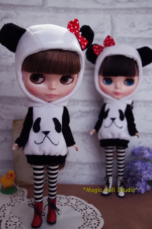 [MG161] Бесплатная доставка Neoblythe наряды # Panda костюм для куклы NeoBlythe кукла blyth одежда