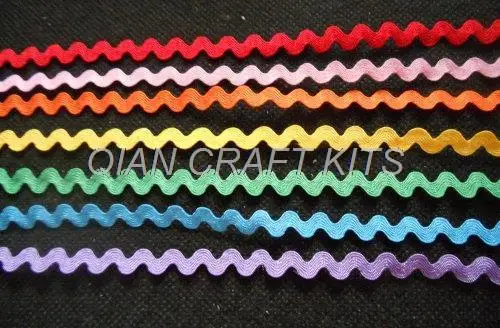 250 ярдов в ассортименте 10 цветов по 25 радужного цвета Ric Rac Zig Zag Trim Размер 5 6 мм