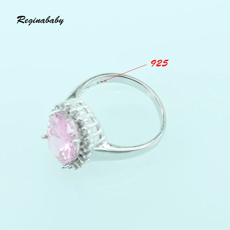 Reginababy Silver color Pink White zircon Jewelry Sets For Women Crystal Necklace/Earrings/Bracelets/Rings/Pendant | Украшения и