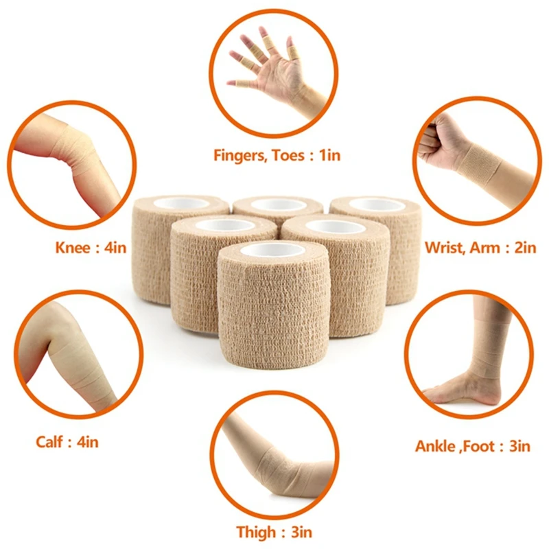 

12 Rolls 7.5cm Self Adhesive Bandage Waterproof Nonwoven Bandage Breathable Sport Tape Muscle Wraps Medical Health Care