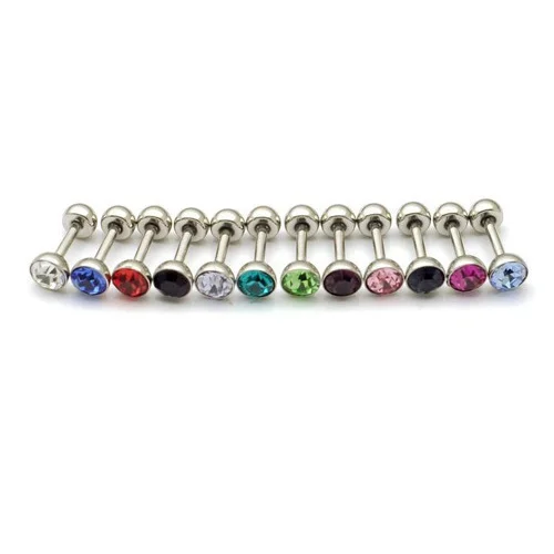 

4.5MM width inlay crystal does not fade titanium steel Men earrings 12 color for choose Free shipping