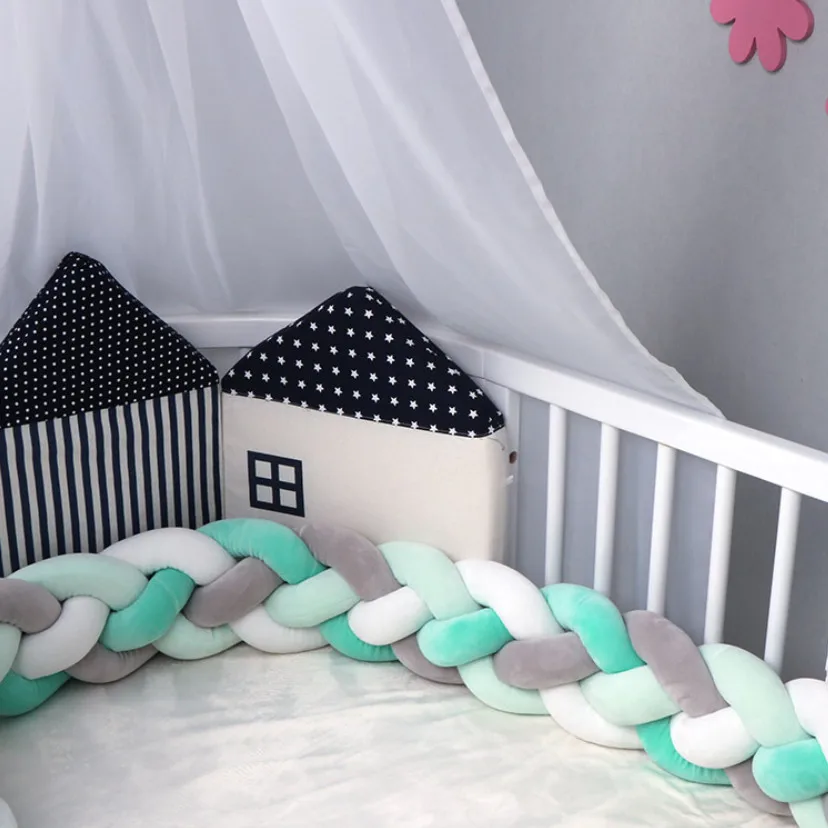 2 м бампер для детской кроватки с боками 4 косички новорожденной протектор