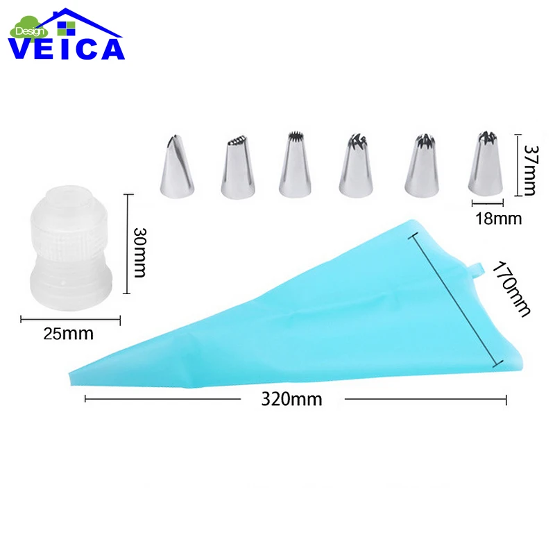 Новинка 2020 силиконовый кондитерский мешок для айсинга и крема + Набор насадок из