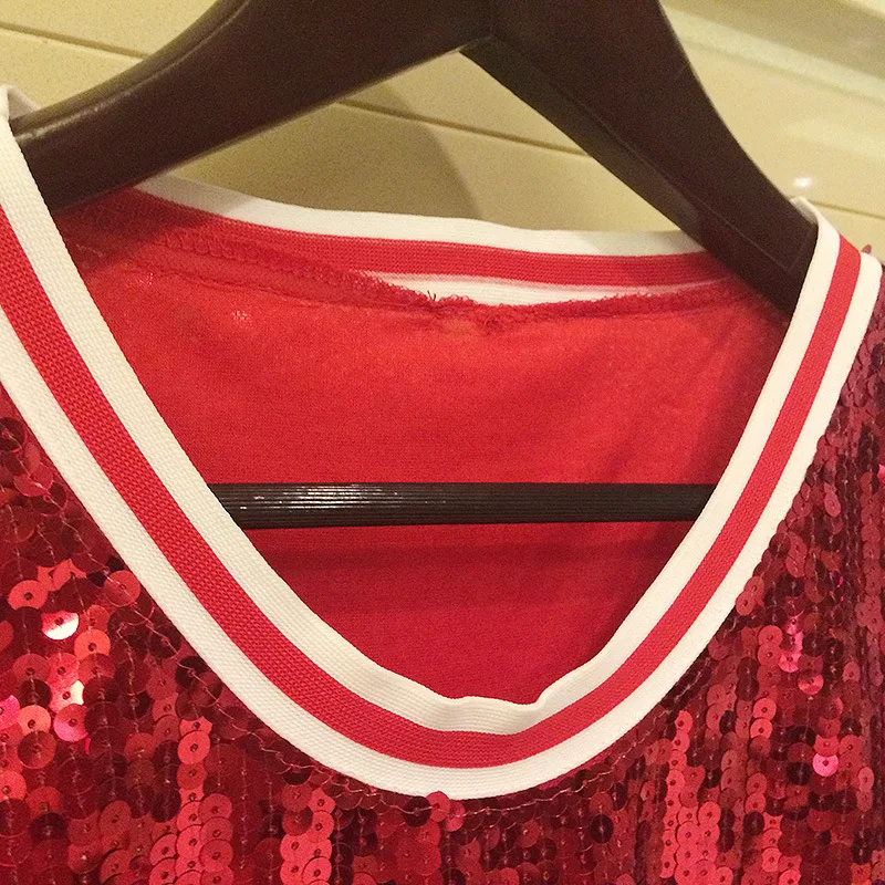 Новинка модная танцевальная одежда с блестками для девушек легкая футболка