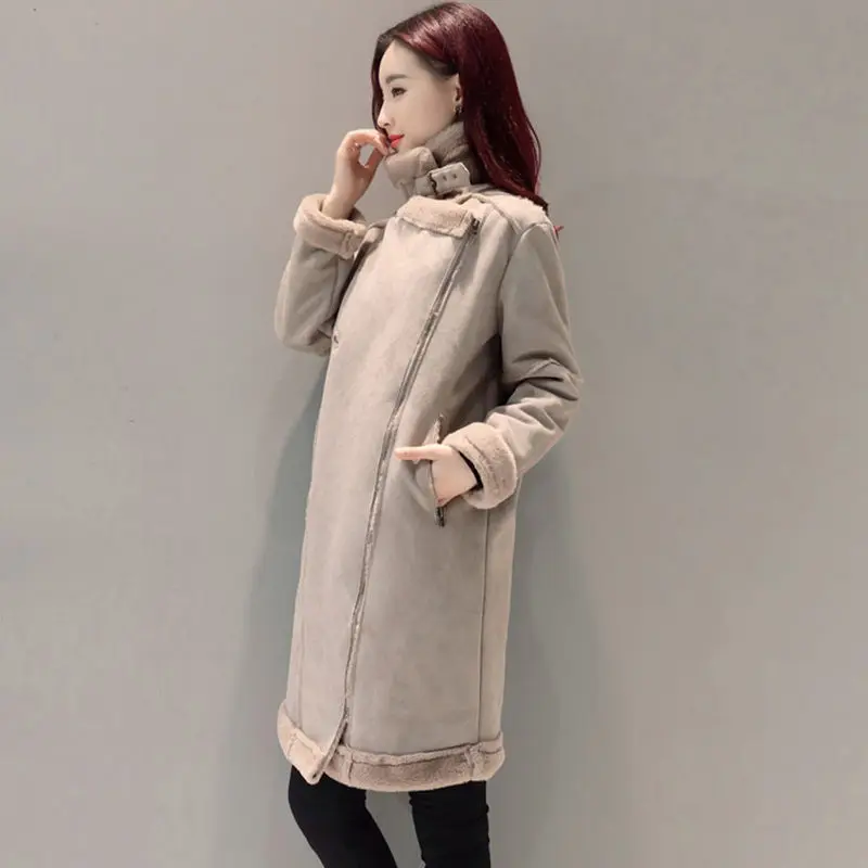 Женское длинное пальто теплая замшевая шуба C3627 2019|suede coat long|womens suede coatslong |