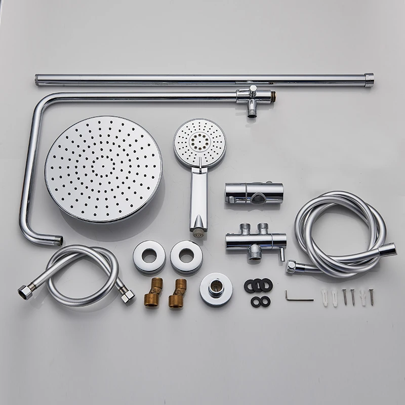 

Chrome Bathroom Rainfall Shower Faucet In Wall Shower Pipe with Hand Shower Waterfall Rain Shower Tap