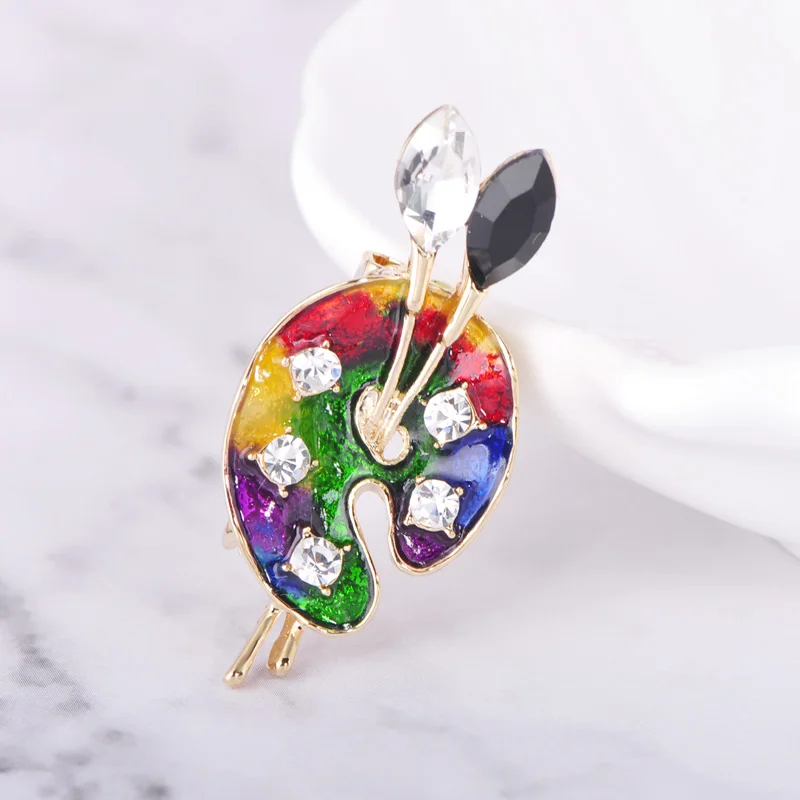 Женская Брошь в виде палетки с эмалью кристаллами|Броши| |