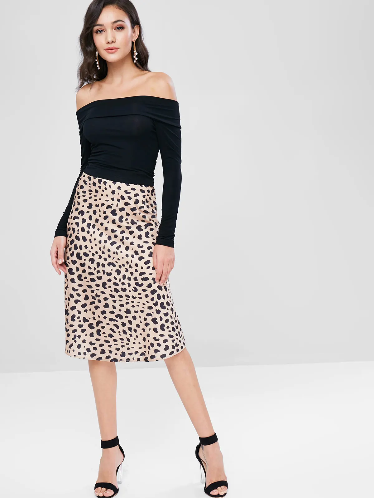 

Bella Philosophy Leopard Pattern A Line Skirt Mid-Calf Daily Leisure Sexy Skirts Elastic Waist Summer 2019 Streetwear Bottom