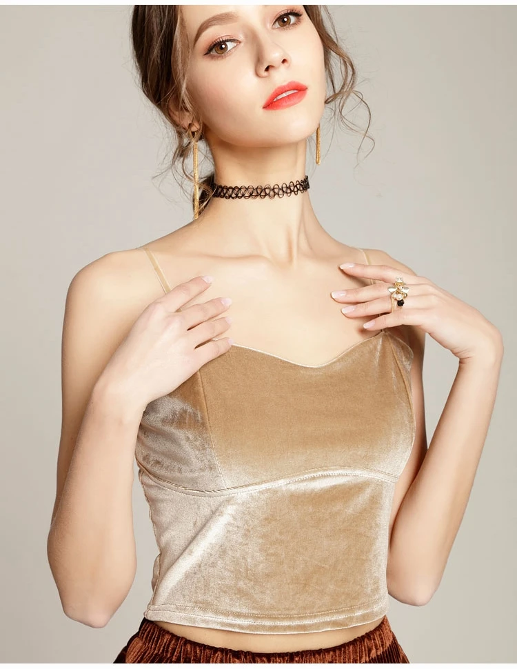 TingYiLi, бархатный топ, женский, сексуальный, v-образный вырез, камзол, элегантный, для девушек, винно-красный, бежевый, черный, короткий топ, Осень-зима, майка