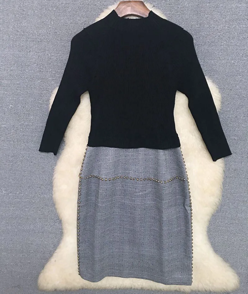 Женское осеннее платье с круглым вырезом и вышивкой в стиле пэчворк цветочной