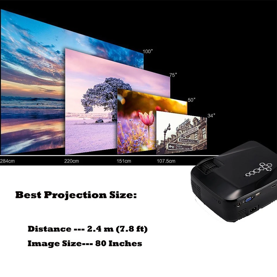 Портативный светодиодный мини-проектор ALSTON GP70 1200 лм HDMI поддержка Full HD 1080P |