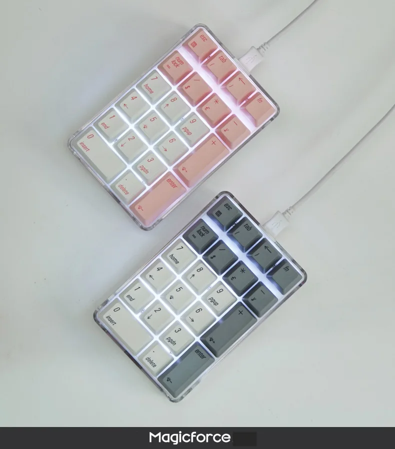 Все новые Magicforce Crystal 21 ключ USB Проводная Механическая клавиатура внешняя официальная цифровая клавиатура Cherry, Gateron Механическая ось