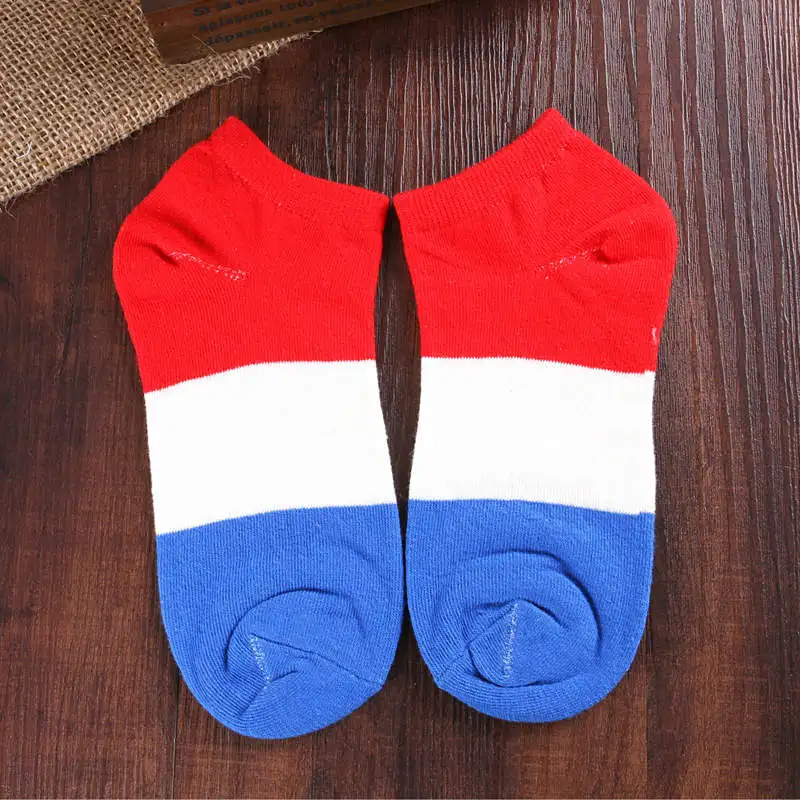 France Flag Распродажа; 1 пара детских носков для мальчиков; носки-башмачки; нескользящие хлопковые носки в полоску с цветным флагом для женщин - Цвет: France Flag
