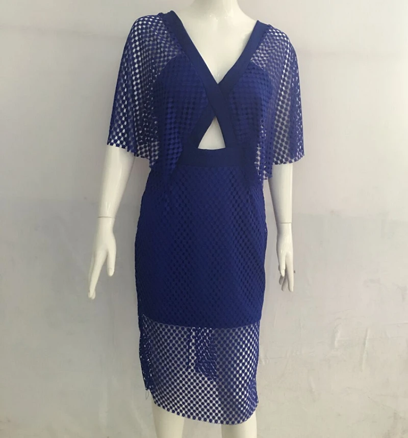 2017 Лето Форме Крыла Летучей Мыши Рукав Повязку Dress Спинки One Piece Bodycon Платья Sexy Midi