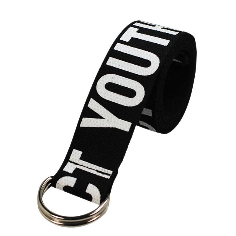 Унисекс Мода брезентовый ремень письмо печати тайский D кольцо двойной пряжкой