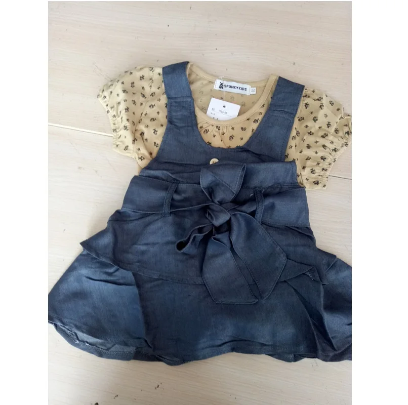 2017 летнее винтажное платье для девочек футболка с коротким рукавом и цветочным