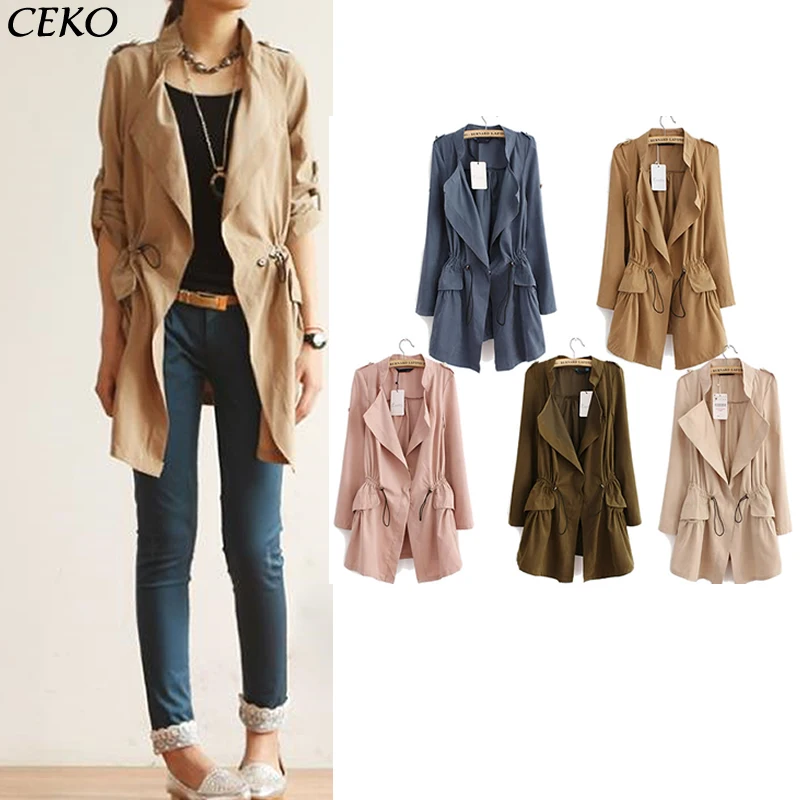 

2019 Trench Coat For Women Spring Autumn Korean Fashion Women Clothing Long Ladies Windbreaker Women Trench Slim Coat